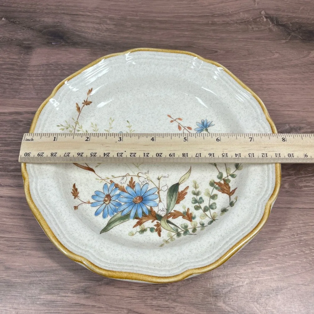 Mikasa Blue Daisies EB 804 Stoneware Set 5pc Japan Blue Floral Scalloped Cream